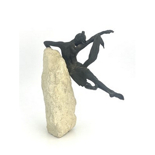 199 - J..Betill (Spanish, 20th Century), Extasis, signed and No.2335/3999, bronze and stone, 35cm high, wi... 