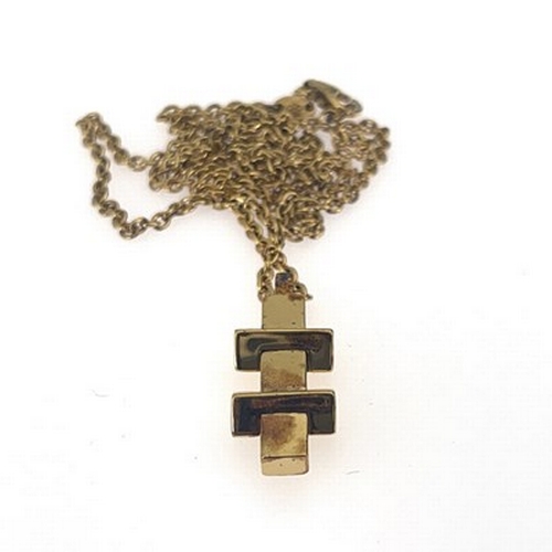 2 - Links of London, a silver gilt necklace, the geometric block pendant on a gilt chain, 50cm long, 9.6... 