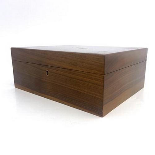 267 - Alfred Dunhill, a veneered wood humidor, cuboid form with adjustable dividers, brass lock, made in I... 