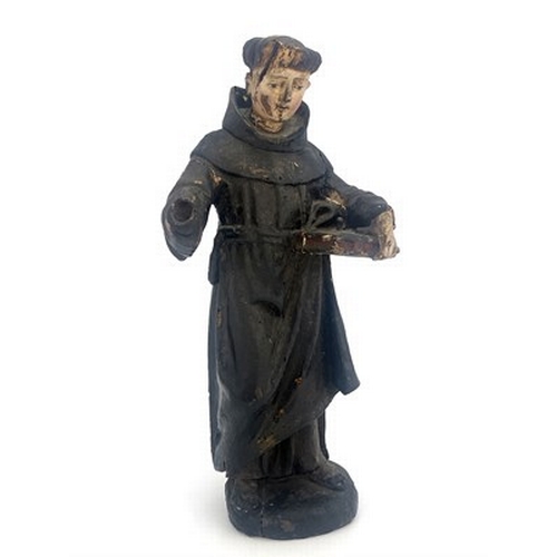 277 - A 17th or 18th century carved wooden figure of St Anthony, Southern European, probably Spanish, mode... 