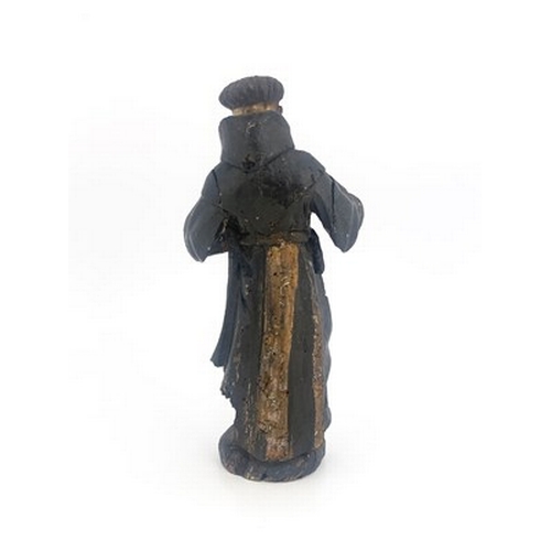 277 - A 17th or 18th century carved wooden figure of St Anthony, Southern European, probably Spanish, mode... 