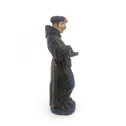 277 - A 17th or 18th century carved wooden figure of St Anthony, Southern European, probably Spanish, mode... 