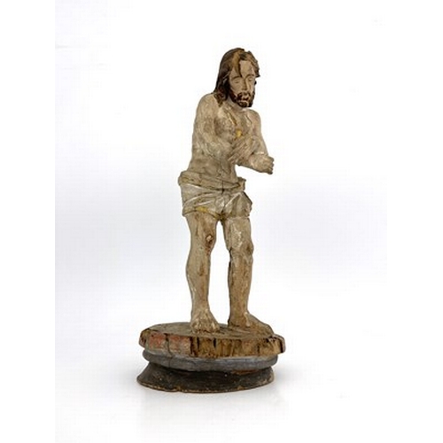 279 - A 17th century carved wood and gesso figure of Jesus Christ, Man of Sorrows, Southern European, mode... 