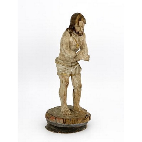 279 - A 17th century carved wood and gesso figure of Jesus Christ, Man of Sorrows, Southern European, mode... 