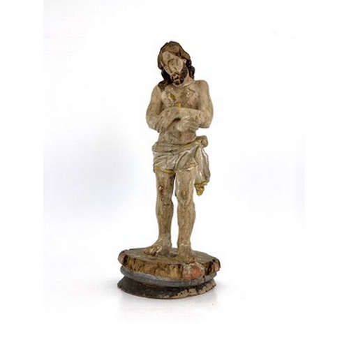 279 - A 17th century carved wood and gesso figure of Jesus Christ, Man of Sorrows, Southern European, mode... 