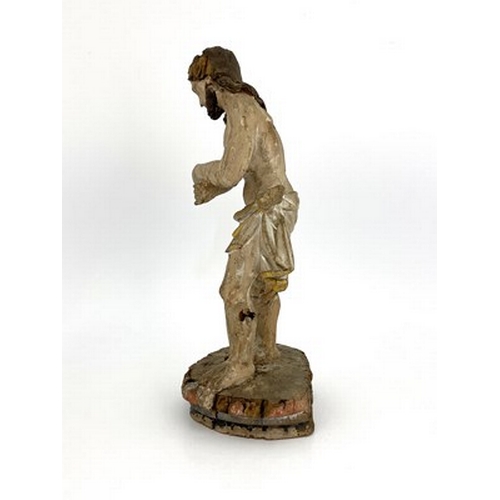 279 - A 17th century carved wood and gesso figure of Jesus Christ, Man of Sorrows, Southern European, mode... 