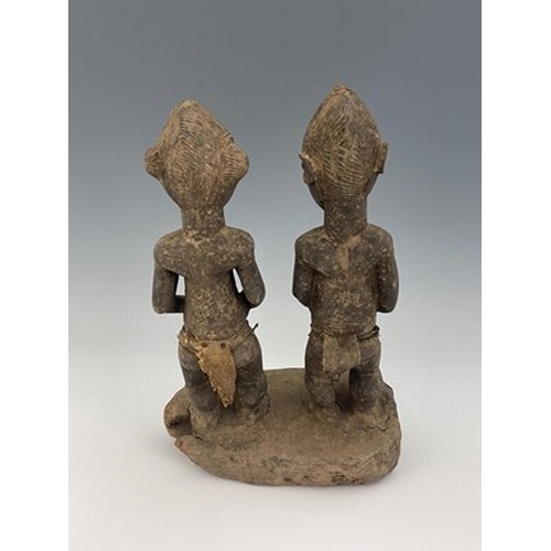 283 - Tribal Interest, a Baule Tribe model of a standing couple, 40cm high, 27cm wide