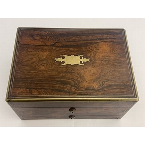 301 - A William IV rosewood and gilt brass strung travelling vanity box, the tooled gilt Moroccan leather ... 