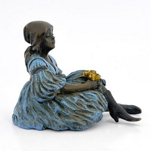 320 - Franz Xavier Bergmann (Austrian, 1861-1936), a cold painted bronze figure of a young lady wearing a ... 