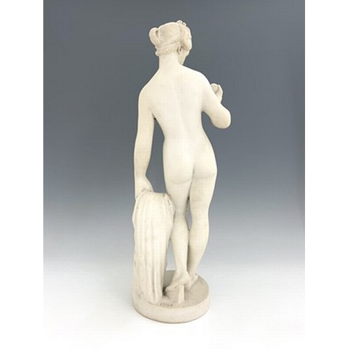 322 - After Bertel Thorvaldsen, Venus with the Apple, white composite statue, impressed number 1059, 66cm ... 