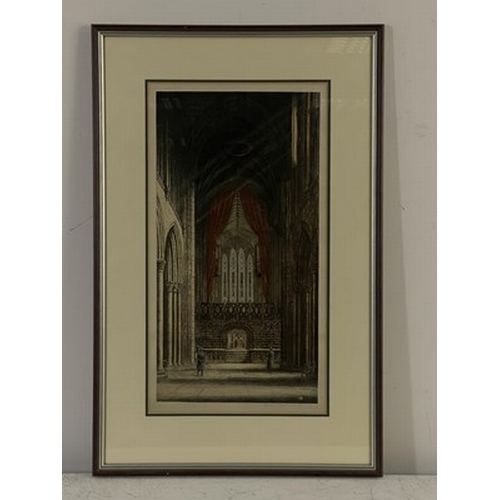 359 - Alasdair Macfarlane (Scottish, 1902-1960), Glasgow Cathedral interior, three etchings, two coloured,... 