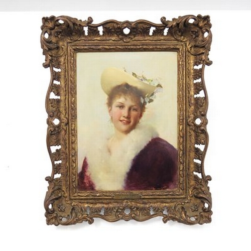 423 - Gustave Jean Jacquet (French, 1846-1909), The Easter Bonnet, signed l.r., titled on the plaque below... 