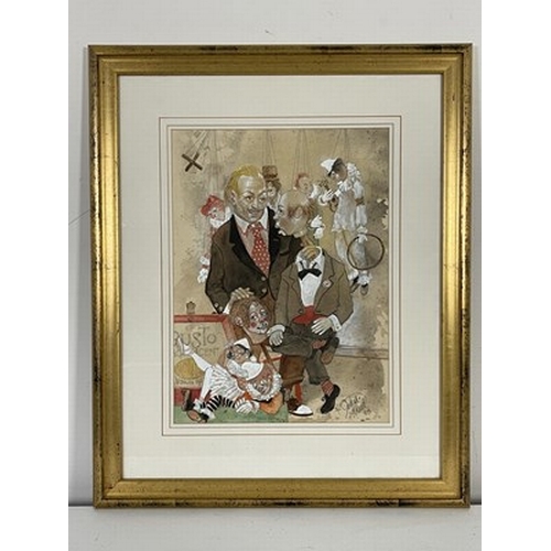 441 - John Hut (20th Century), The Ventriloquist, signed and dated 1993 l.r., watercolour heightened with ... 