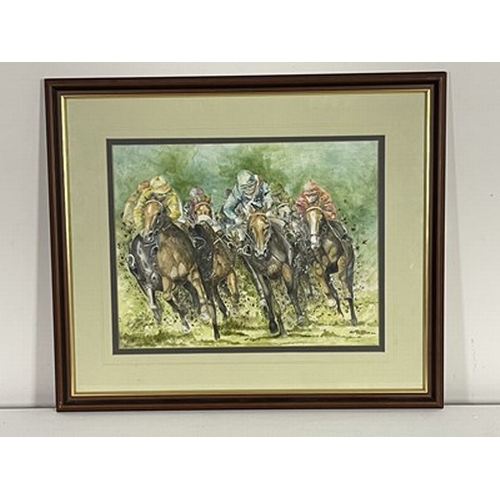 442 - Rick Lewis (British, 1965), At the Turn, signed l.l., watercolour, 35 by 45cm, framed. Note: with a ... 