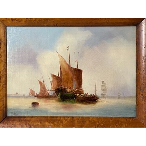 455 - ....Frith (British, late 19th Century), a marine scene with cargo boats, signed and dated (18)89 l.l... 