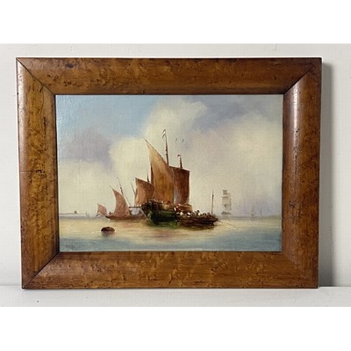 455 - ....Frith (British, late 19th Century), a marine scene with cargo boats, signed and dated (18)89 l.l... 