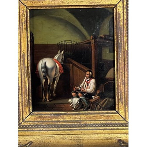 458 - After D. Teniers, Great Expectations; The Stable-Hand, a pair, bears signature, oil on copper, 20 by... 