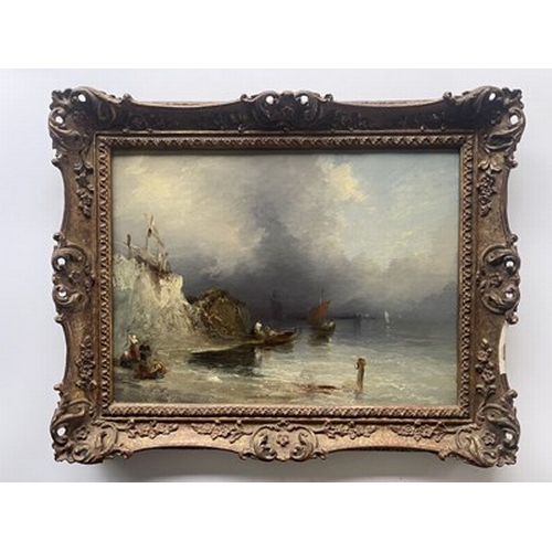 461 - Attributed to Jane Nasmyth (Scottish, 1778/88-1867), a seascape cove with fisherfolk, attribution ve... 