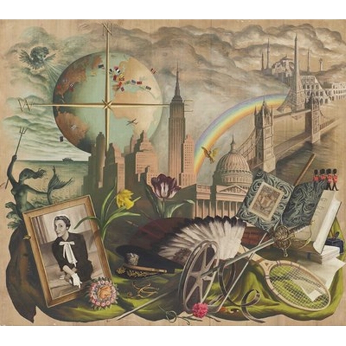 469 - 20th Century School, The Life of Douglas Fairbanks Jnr on a World Stage, as a collage, oil on board,... 