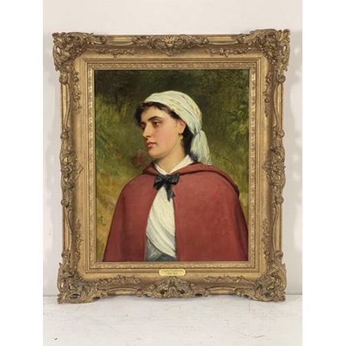 470 - Charles Sillem Lidderdale (British, 1831-1895), portrait of a country girl, half-length wearing a sh... 