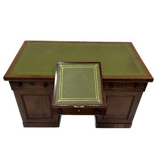 530 - A Victorian mahogany partners' pedestal desk, circa 1870, gilt-tooled green leather inset writing su... 