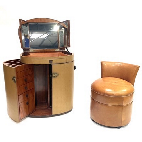 538 - A Starbay Marie-Galante compact vanity unit, in the Art Deco style, faux leather exterior with side ... 