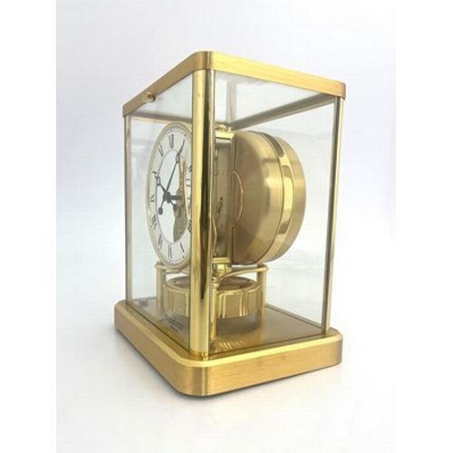 550 - Jaeger Le Coultre, a gilt brass Atmos clock, thirteen jewel Swiss movement, in a cuboid case with fi... 