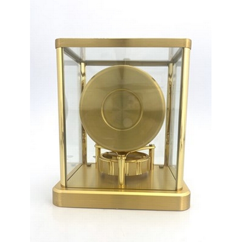 550 - Jaeger Le Coultre, a gilt brass Atmos clock, thirteen jewel Swiss movement, in a cuboid case with fi... 