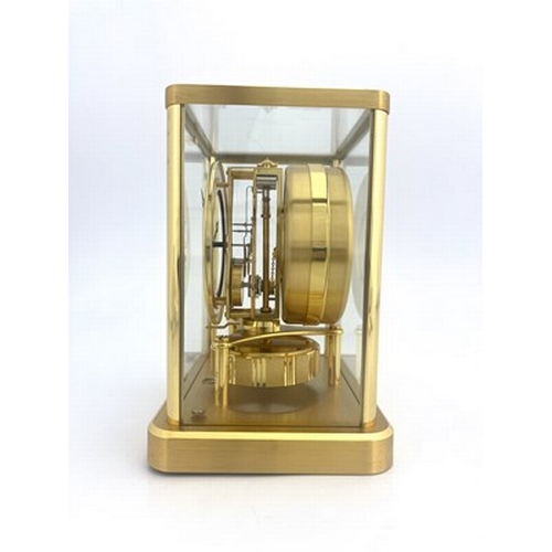 550 - Jaeger Le Coultre, a gilt brass Atmos clock, thirteen jewel Swiss movement, in a cuboid case with fi... 