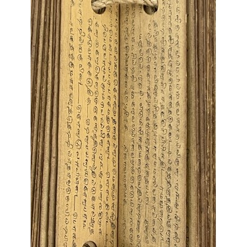 618 - An early Indian Tamil script palm-leaf manuscript, titled in red ink 'No. 594 Case 21 Medical book w... 