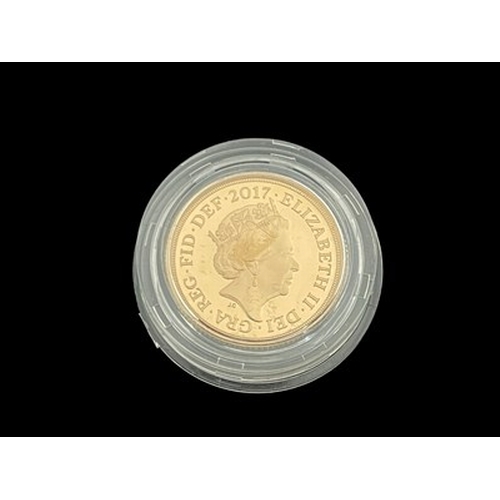 63 - Elizabeth II, a 2017 gold proof full sovereign, obverse portrait by Jody Clark, in Royal Mint case o... 