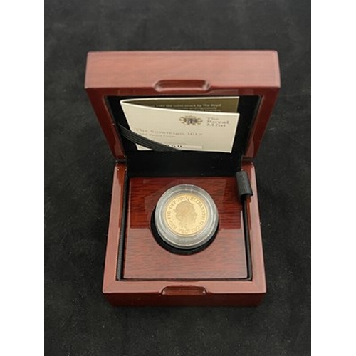 63 - Elizabeth II, a 2017 gold proof full sovereign, obverse portrait by Jody Clark, in Royal Mint case o... 