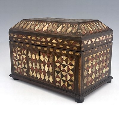 630 - An Ottoman box, mother of pearl and tortoise shell, 21cm high, 29cm wide, 21cm deep