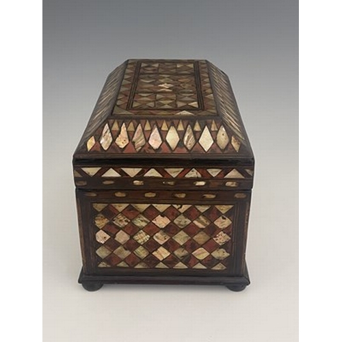 630 - An Ottoman box, mother of pearl and tortoise shell, 21cm high, 29cm wide, 21cm deep