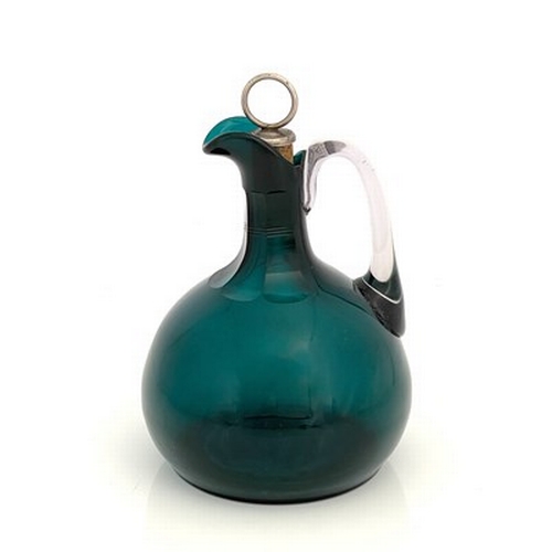 659 - A 19th century Bristol green glass claret jug, onion form with slice and concentric cut neck, colour... 