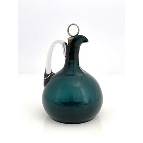 659 - A 19th century Bristol green glass claret jug, onion form with slice and concentric cut neck, colour... 