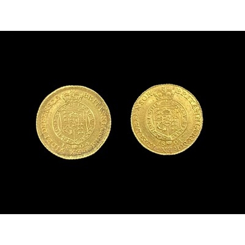 66 - Two George III 22ct gold half guineas, 1801 and 1804 (2)