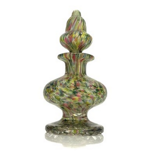 666 - A 19th century candy speckled cased glass scent bottle, probably Stevens and Williams, circa 1860, f... 