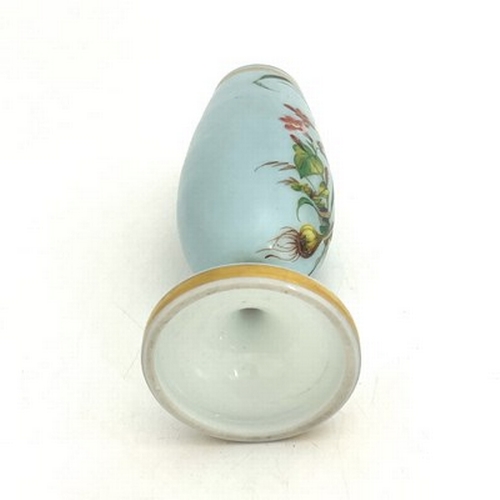 668 - An enamelled opaline glass vase, probably Baccarat circa 1870, ovoid pedestal form, the pale blue bo... 