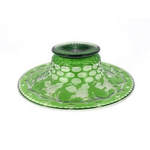 674 - Stevens and Williams, an intaglio flash cut glass bowl, circa 1935, cased green over colourless, foo... 