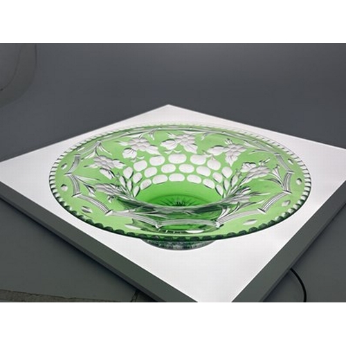 674 - Stevens and Williams, an intaglio flash cut glass bowl, circa 1935, cased green over colourless, foo... 