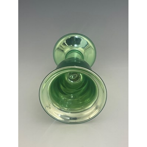 675 - James Powell and Sons for Hale Thomson, a silvered glass goblet, circa 1850s, green lustre internal ... 