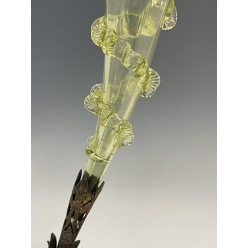 678 - An Aesthetic Movement gilt metal and straw opal glass double epergne, circa 1880s, in the style of J... 