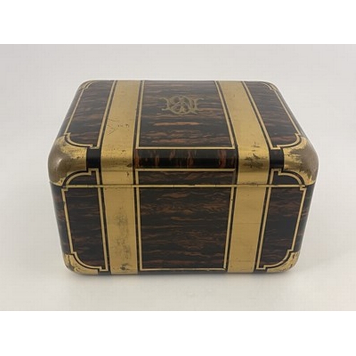 69 - A Victorian fitted dressing case, of rounded rectangular form in brass bound coromandel, with recess... 