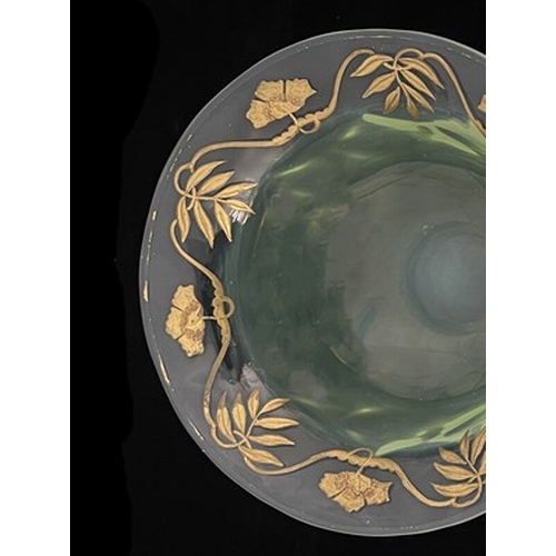 690 - Jules Barbe for Thomas Webb, an Arts and Crafts gilt overlay opalescent glass bowl, circa 1910, the ... 