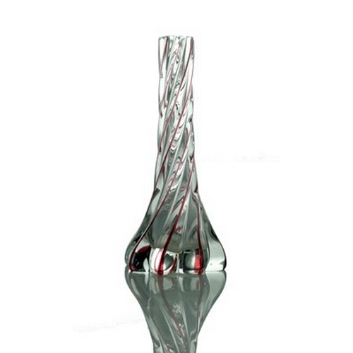 715 - A Secessionist trailed glass vase, Haida circa 1910, splayed wrythen fluted with applied red vertica... 