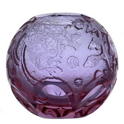 722 - Heinrich Hussmann for Moser, an Art Deco cameo carved dichroic glass aquarium vase, circa 1927, sphe... 