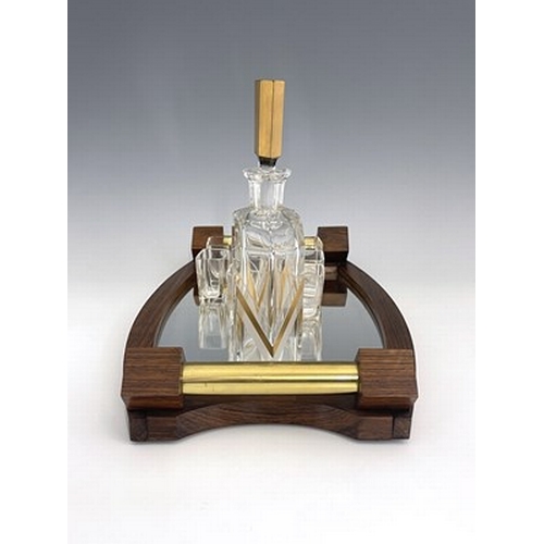 734 - An Art Deco cut and gilt glass liqueur set, probably Karl Palda, Czech circa 1930s, frosted and gilt... 