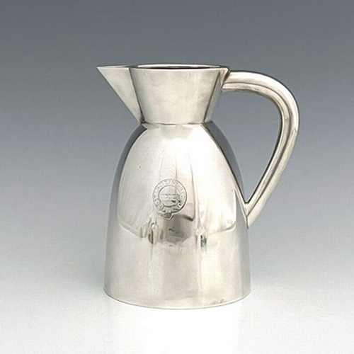 74 - Christopher Dresser for Elkington and Co., a silver plated jug, 1903, domed sugarloaf form with coni... 