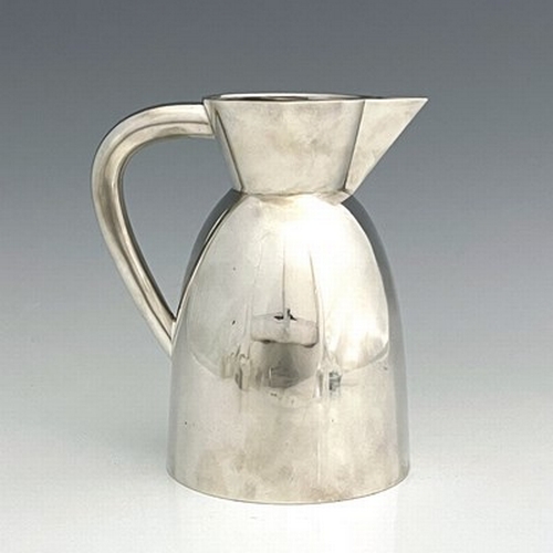 74 - Christopher Dresser for Elkington and Co., a silver plated jug, 1903, domed sugarloaf form with coni... 